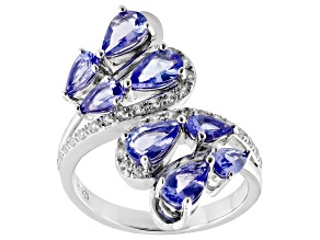 Blue Tanzanite Rhodium Over Sterling Silver Ring 2.36ctw