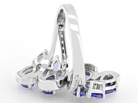 Blue Tanzanite Rhodium Over Sterling Silver Ring 2.36ctw