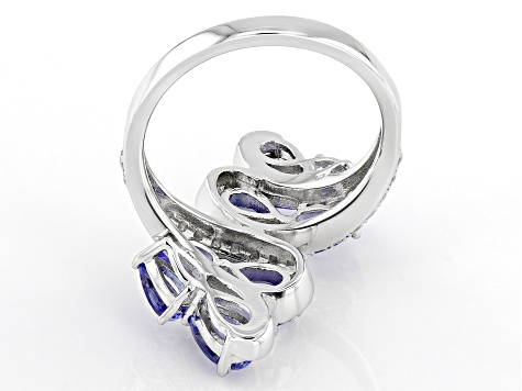 Blue Tanzanite Rhodium Over Sterling Silver Ring 2.36ctw
