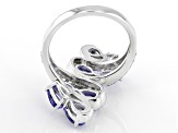 Blue Tanzanite Rhodium Over Sterling Silver Ring 2.36ctw