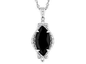 Black Spinel Rhodium Over Sterling Silver Pendant with Chain 4.00ct