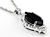 Black Spinel Rhodium Over Sterling Silver Pendant with Chain 4.00ct