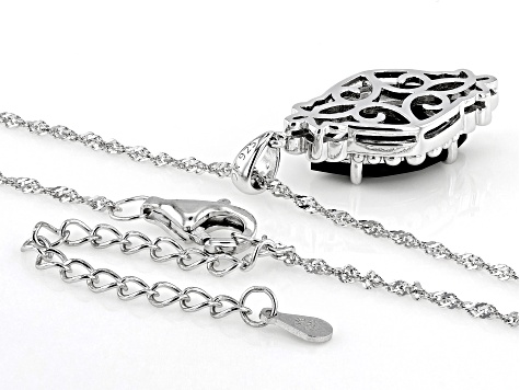 Black Spinel Rhodium Over Sterling Silver Pendant with Chain 4.00ct