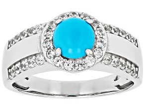 Sleeping Beauty Turquoise Rhodium Over Sterling Silver Ring 0.65ctw