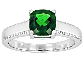 Green Chrome Diopside Rhodium Over Sterling Silver Solitaire Ring 1.36ct