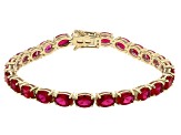 Lab Created Ruby 18k Yellow Gold Over Sterling Silver Tennis Bracelet 20.19ctw