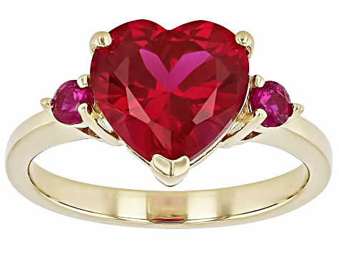 Red Lab Created Ruby 18k Yellow Gold Over Sterling Silver Ring 4.26ctw