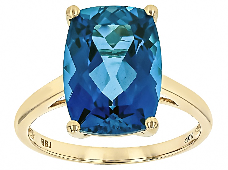 今期新品⭐︎ 【TRANOI】Jewel star Tops London Blue Topaz 10k Yellow Gold Ring 7.07ct - STK686 | JTV