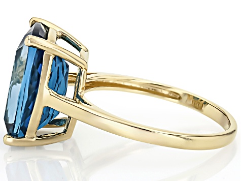 今期新品⭐︎ 【TRANOI】Jewel star Tops London Blue Topaz 10k Yellow Gold Ring 7.07ct - STK686 | JTV