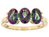 Mystic Fire® Topaz With White Diamond 10k Yellow Gold Ring 2.41ctw