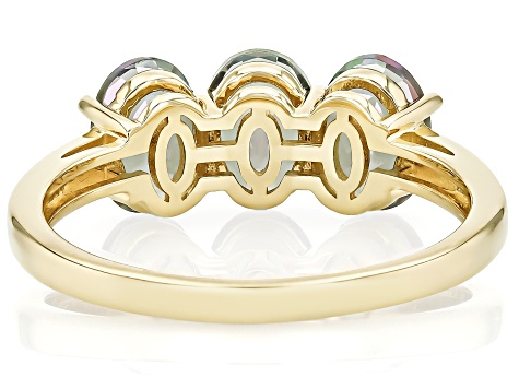 Mystic Fire® Topaz With White Diamond 10k Yellow Gold Ring 2.41ctw