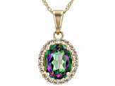 Mystic Fire® Green Topaz 10k Yellow Gold Pendant With Chain 3.16ctw