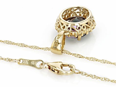 Mystic Fire® Green Topaz 10k Yellow Gold Pendant With Chain 3.16ctw