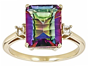 Mystic Fire® Green Topaz 10k Yellow Gold Ring  4.85ctw