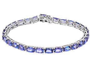 Blue Tanzanite Rhodium Over Sterling Silver Tennis Bracelet 12.62ctw