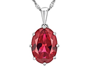 Lab Created Ruby Rhodium Over Sterling Silver Solitaire Pendant With Chain 5.70ct