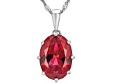 Lab Created Ruby Rhodium Over Sterling Silver Solitaire Pendant With Chain 5.70ct
