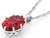 Lab Created Ruby Rhodium Over Sterling Silver Solitaire Pendant With Chain 5.70ct