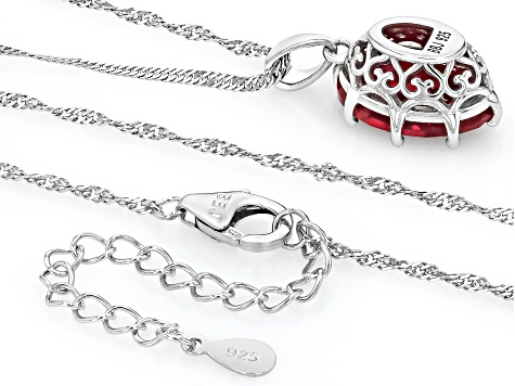 Lab Created Ruby Rhodium Over Sterling Silver Solitaire Pendant With Chain 5.70ct