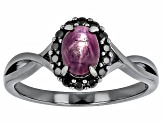 Red Star Ruby, Black Rhodium Over Sterling Silver Ring 1.43ctw