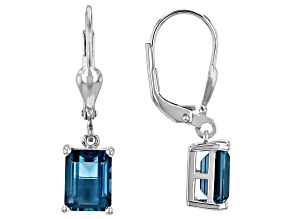 London Blue Topaz Rhodium Over Sterling Silver Dangle Earrings 3.30ctw