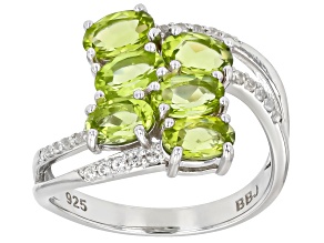 Green Peridot Rhodium Over Sterling Silver Ring 2.63ctw