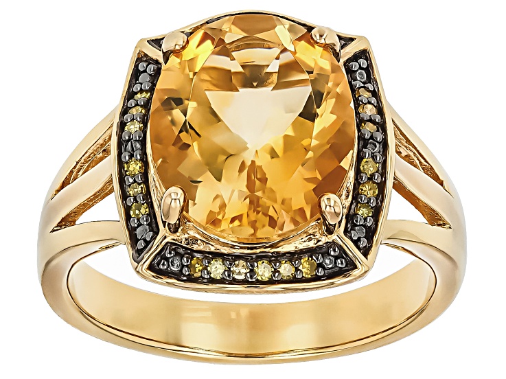 Yellow Citrine 18k Yellow Gold Over Sterling Silver Ring