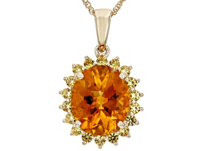 Citrine With Yellow Sapphire 10k Yellow gold Pendant With Chain 4.50ctw