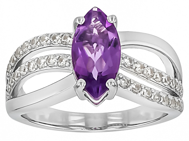Purple Amethyst Rhodium Over Sterling Silver Ring 1.91ctw