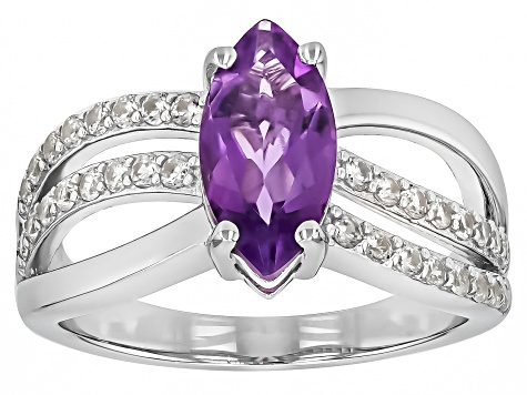 Purple Amethyst Rhodium Over Sterling Silver Ring 1.91ctw