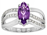 Purple Amethyst Rhodium Over Sterling Silver Ring 1.91ctw