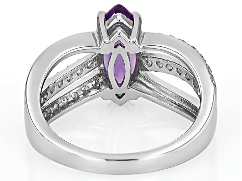 Purple Amethyst Rhodium Over Sterling Silver Ring 1.91ctw