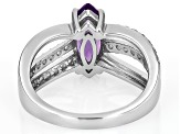 Purple Amethyst Rhodium Over Sterling Silver Ring 1.91ctw