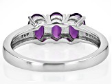 Purple Amethyst Rhodium Over Sterling Silver 3-Stone Ring 0.99ctw