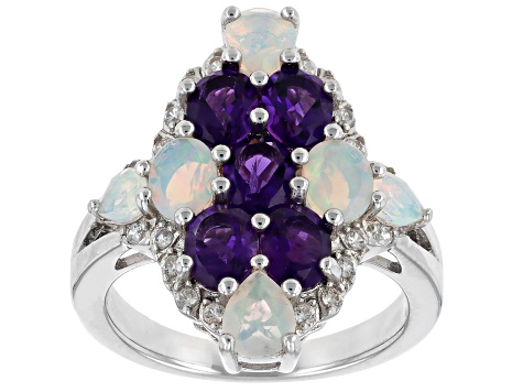 Purple Amethyst Rhodium Over Sterling Silver Ring 2.34ctw