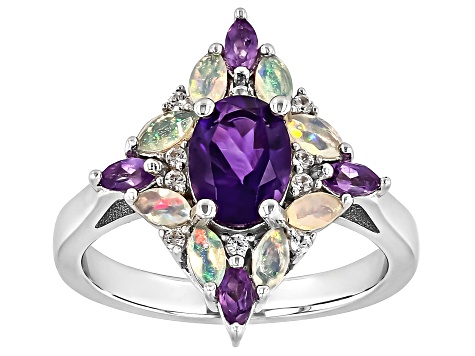 Purple Amethyst Rhodium Over Sterling Silver Ring 1.65ctw