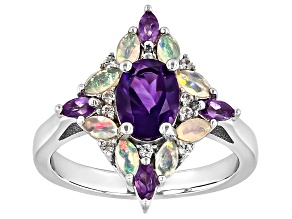 Purple Amethyst Rhodium Over Sterling Silver Ring 1.65ctw