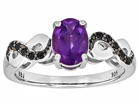 Purple Amethyst Rhodium Over Sterling Silver Ring 1.06ctw