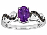 Purple Amethyst Rhodium Over Sterling Silver Ring 1.06ctw