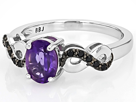 Purple Amethyst Rhodium Over Sterling Silver Ring 1.06ctw