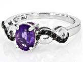 Purple Amethyst Rhodium Over Sterling Silver Ring 1.06ctw