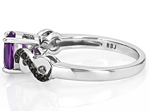Purple Amethyst Rhodium Over Sterling Silver Ring 1.06ctw