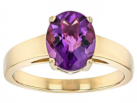 African Amethyst 18k Yellow Gold Over Sterling Silver Ring 2.16ct