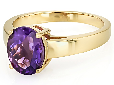 African Amethyst 18k Yellow Gold Over Sterling Silver Ring