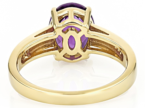 African Amethyst 18k Yellow Gold Over Sterling Silver Ring 2.16ct