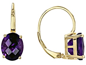 African Amethyst 18k Yellow Gold Over Sterling Silver Drop Earrings 4.32ctw