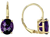 African Amethyst 18k Yellow Gold Over Sterling Silver Drop Earrings 4.32ctw