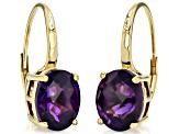 African Amethyst 18k Yellow Gold Over Sterling Silver Drop Earrings 4.32ctw