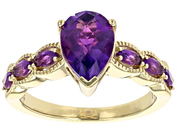 Picture of Purple African Amethyst 18k Yellow Gold Over Sterling Silver Ring 1.96ctw