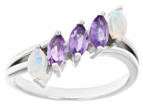 Purple Amethyst Rhodium Over Sterling Silver Ring 0.73ctw